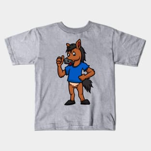 Cute Anthropomorphic Human-like Cartoon Character Horse in Clothes Kids T-Shirt